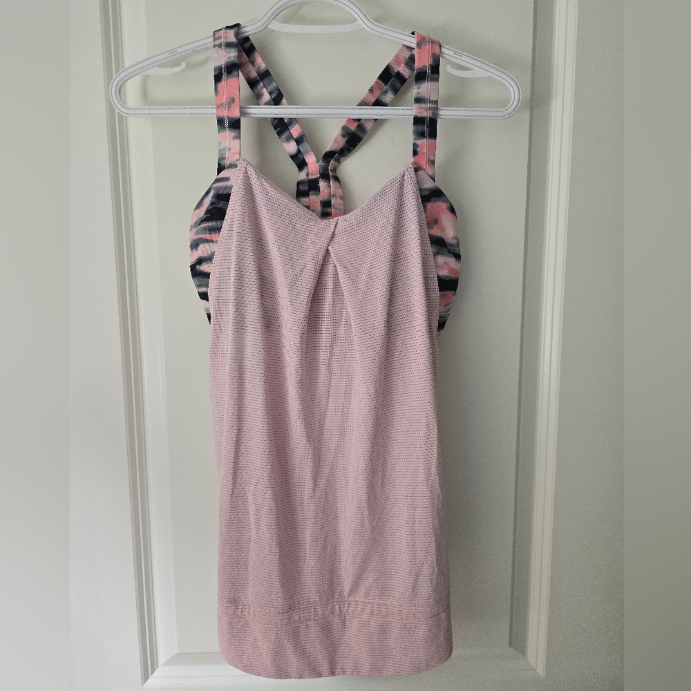 Lululemon Athletica Pink and Black Tank Top with Sleeveless Design